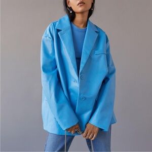 UO Hale vegan leather Oversized Blazer Light Blue Size Small